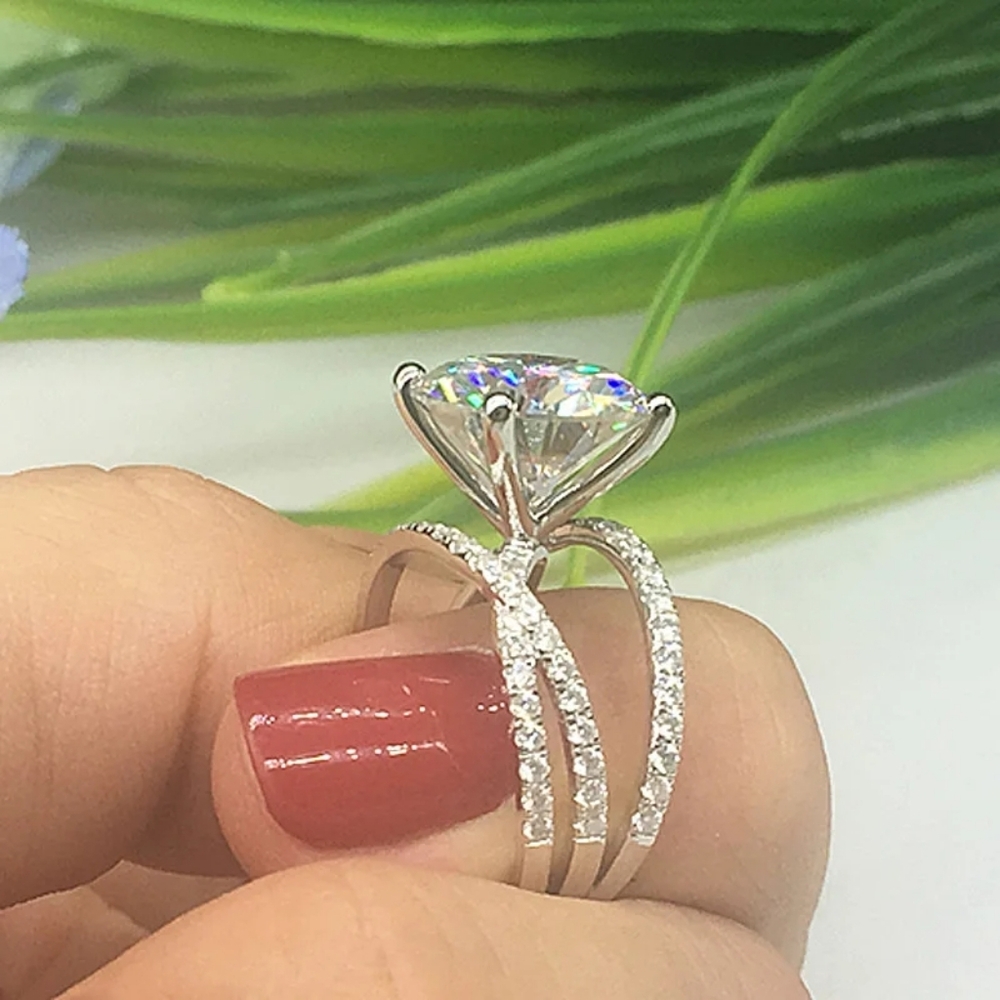 Sterling silver diamond ring - Picture 3 of 6